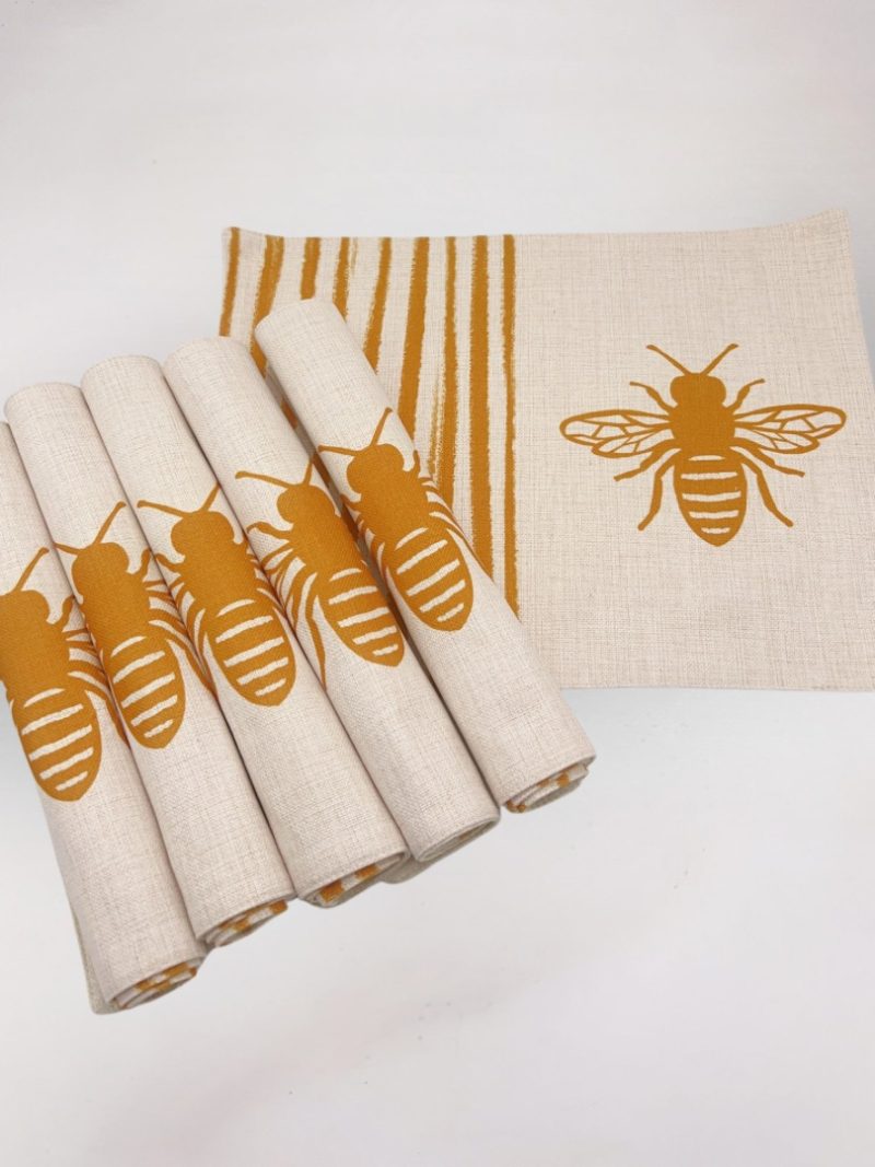 Set 6 individuales Abeja Mostaza